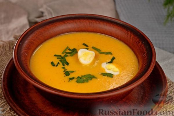 Морковный суп-пюре c плавленым сыром