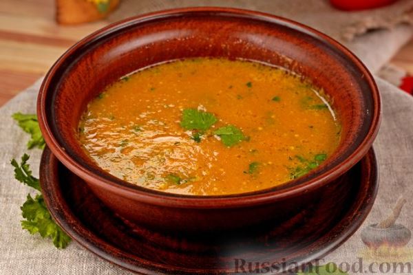 Суп-пюре из запечённых овощей с фасолью